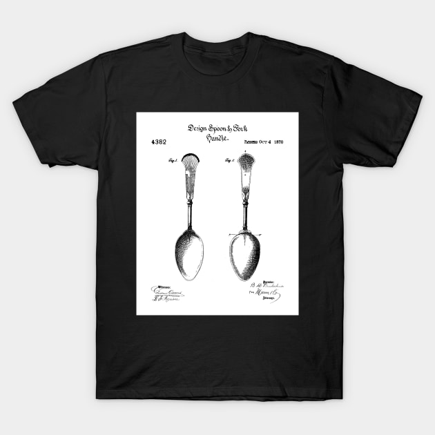 Kitchen Spoon Patent - Cooking Baker Kitchen Decor Art - White T-Shirt by patentpress